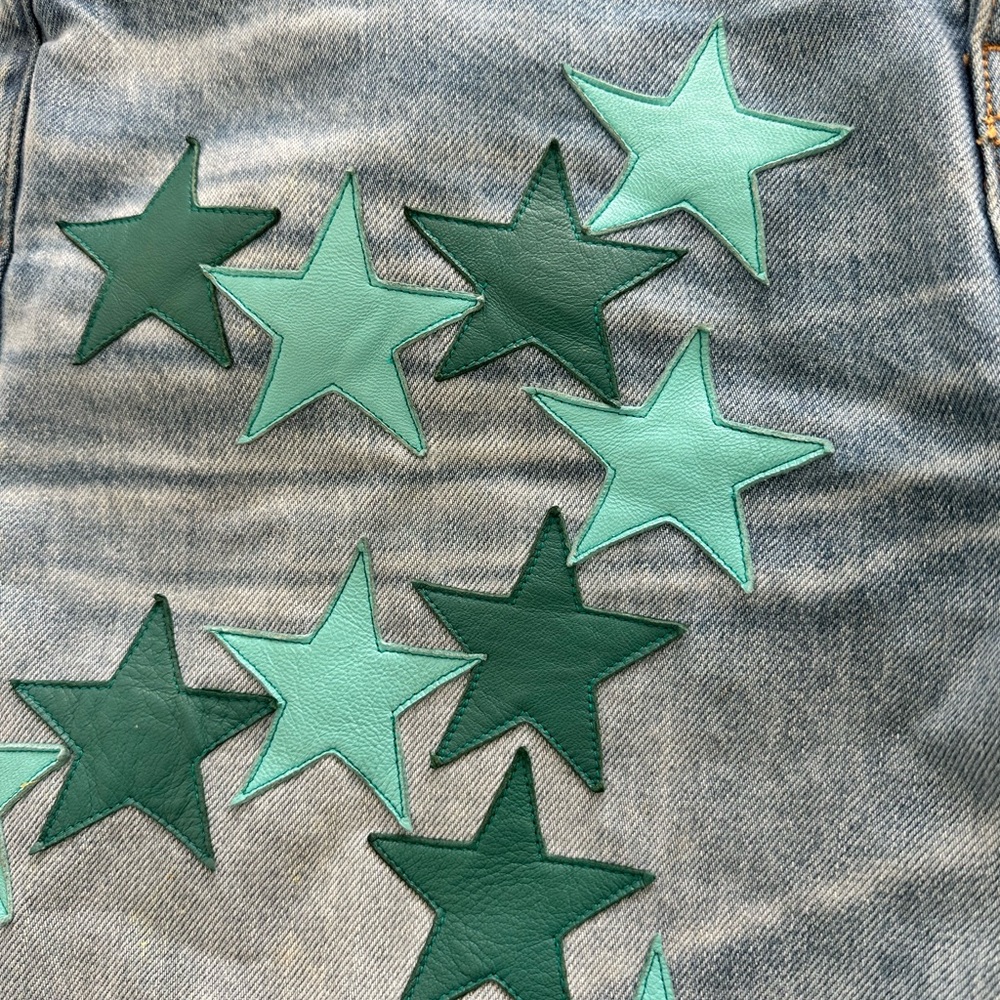 Amiri Chemist Leather Star Blue Jeans in light indigo sz 30 - Picture 7 of 10